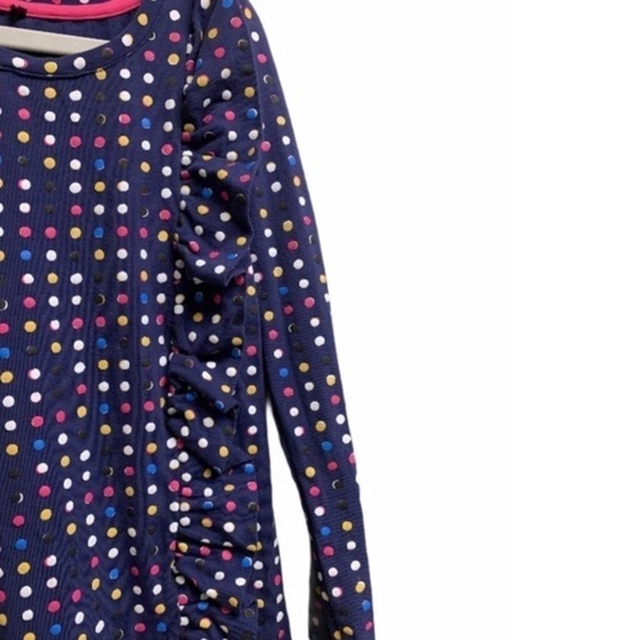 DEUX par Deux Girls Blue Polka Dot Long Sleeve Ruffle Drop Waist Dress Sz 10 - Picture 4 of 7